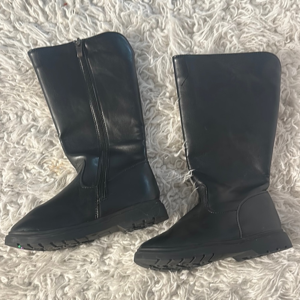 Girls Black faux Leather Boots